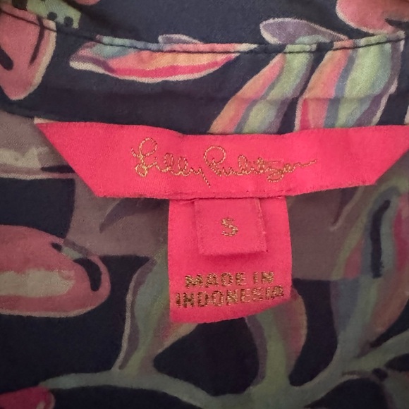 Lilly Pulitzer Natalie Cover-Up Tunic - Floral Print, Size S Rayon Button-Down - Picture 3 of 5